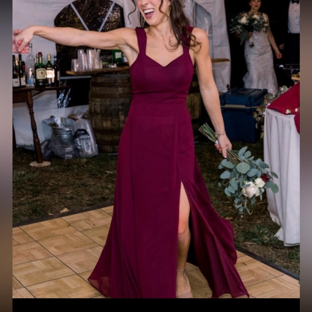 Azazie Julie Bridesmaid Dress in Cabernet - Picture 6 of 7